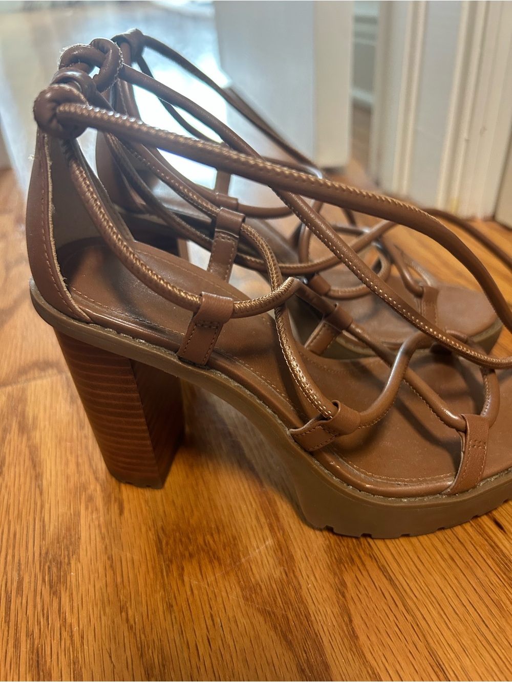 MICHAEL Michael Kors Brown Lace-Up Strappy Block Heels - Picture 5 of 6